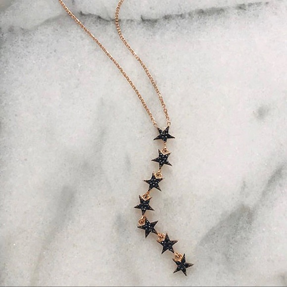 Rose Gold Strand of Jet Black Stars,Boutique-NWT - Picture 1 of 4